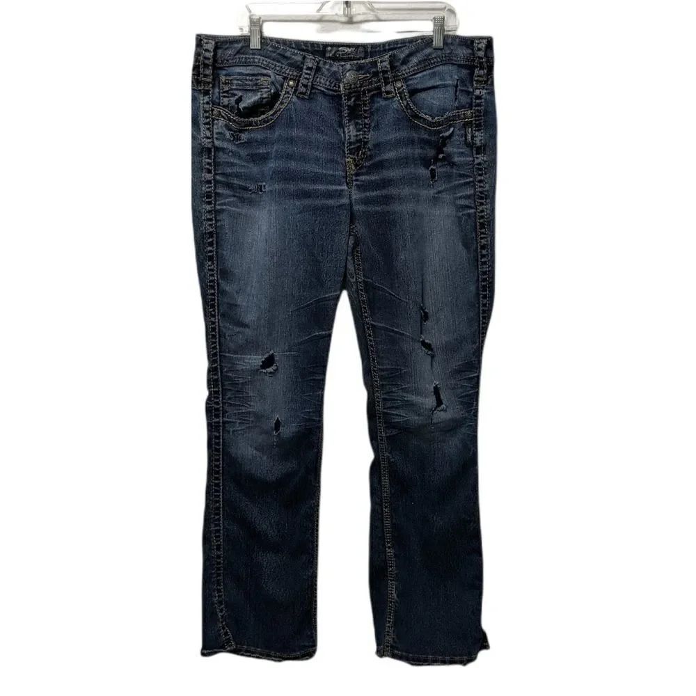 SILVER JEANS Frances Distressed Boot Cut Jeans 18